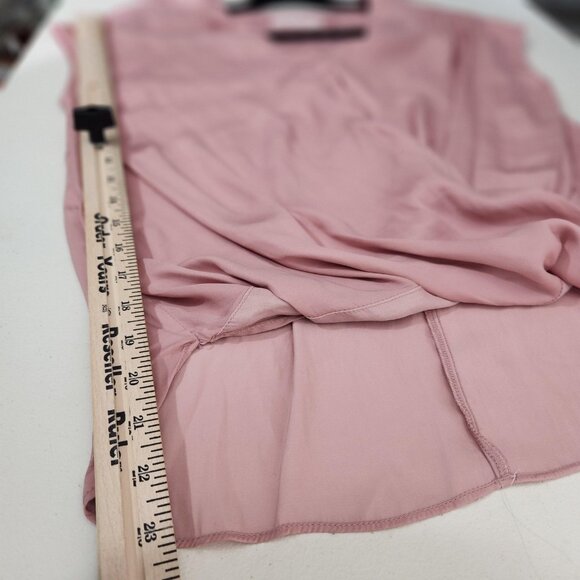 Mustard Seed Blouse Womens Small Pink Surplice wrap  V Neck Short Sleeve FLAWS - Picture 4 of 12